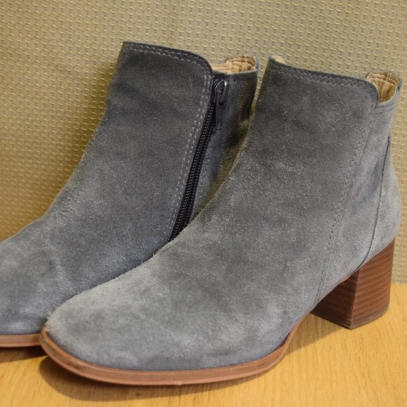 Lucky Brand Ankle Boots Gray Suede Womens Size 6 Used Chunky Heel "LK-LILYE" - Picture 1 of 11